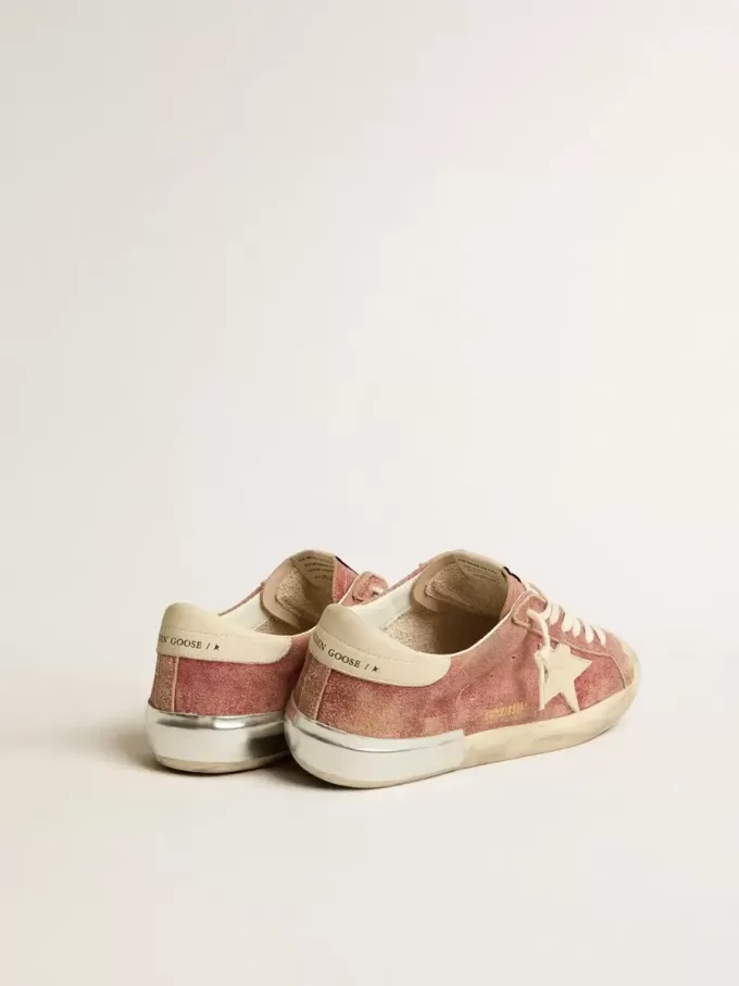 Super-Star voor heren in rood leer met crèmekleurige nubuck ster en hielstuk