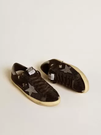 Super-Star voor heren in suède en Swarovski-kristallen met zilveren ster
