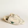 Super-Star voor heren met groene suède ster en gele haklip met krokodillenprint