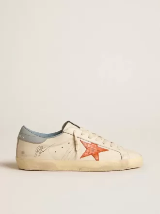 Super-Star voor heren met ster met krokodillenprint en zilverblauwe hielband