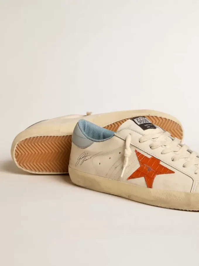 Super-Star voor heren met ster met krokodillenprint en zilverblauwe hielband