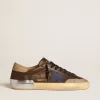 Super-Star voor heren van leer met blauwe leren ster en beige nubuck hielstuk