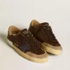 Super-Star voor heren van leer met blauwe leren ster en beige nubuck hielstuk