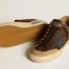 Super-Star voor heren van leer met blauwe leren ster en beige nubuck hielstuk