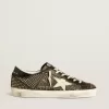 Super-Star voor heren van zwart nappa met studs en witte leren ster