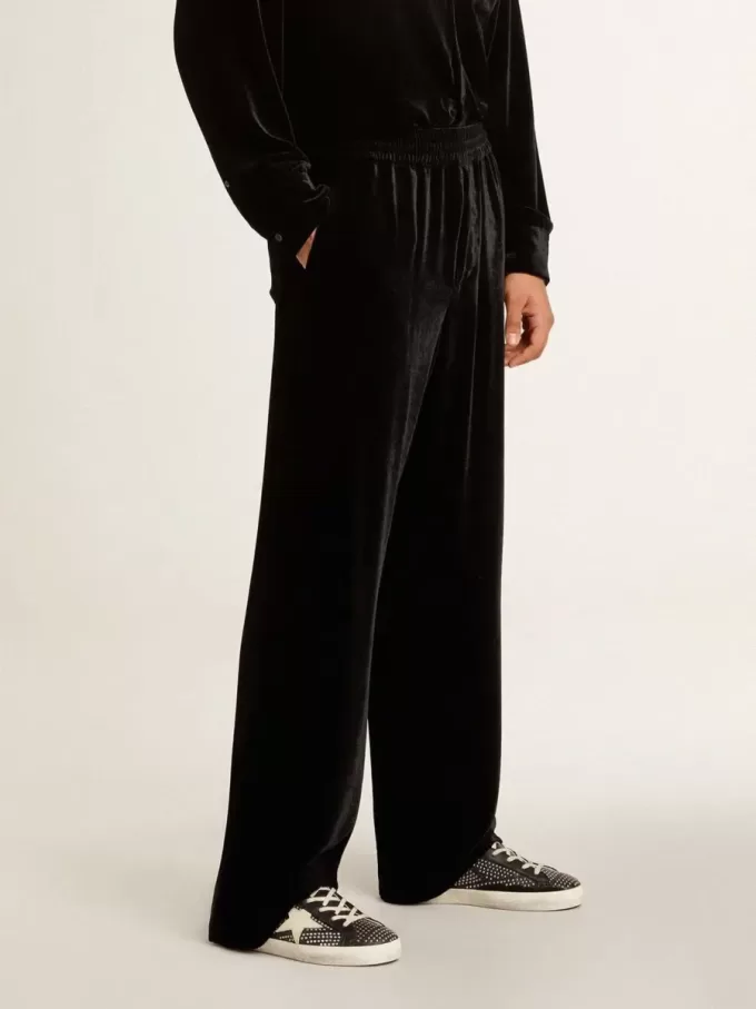 Super-Star voor heren van zwart nappa met studs en witte leren ster