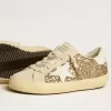 Super-Star Young in goudglitter met witte leren ster en hielstuk