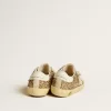 Super-Star Young in goudglitter met witte leren ster en hielstuk