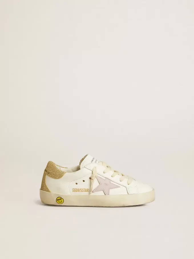 Super-Star Young met lila leren ster en glitter hielbandje