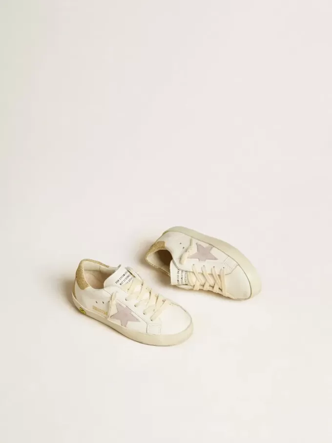 Super-Star Young met lila leren ster en glitter hielbandje