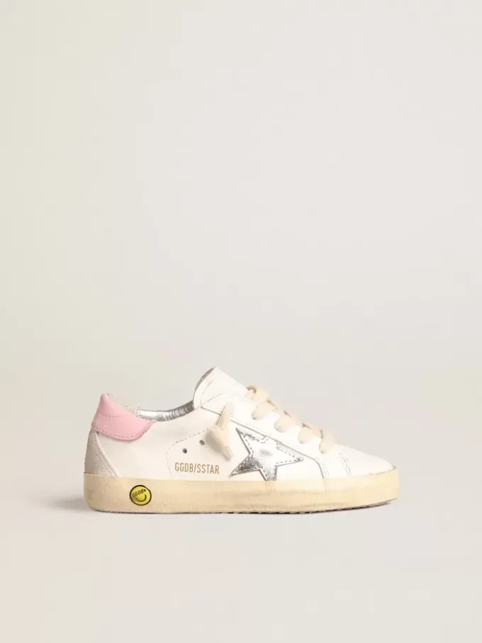 Super-Star Young met zilveren leren ster en roze hiellip