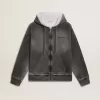 Sweatshirt in antraciet met sproeieffect en studs