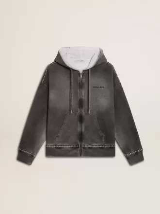 Sweatshirt in antraciet met sproeieffect en studs