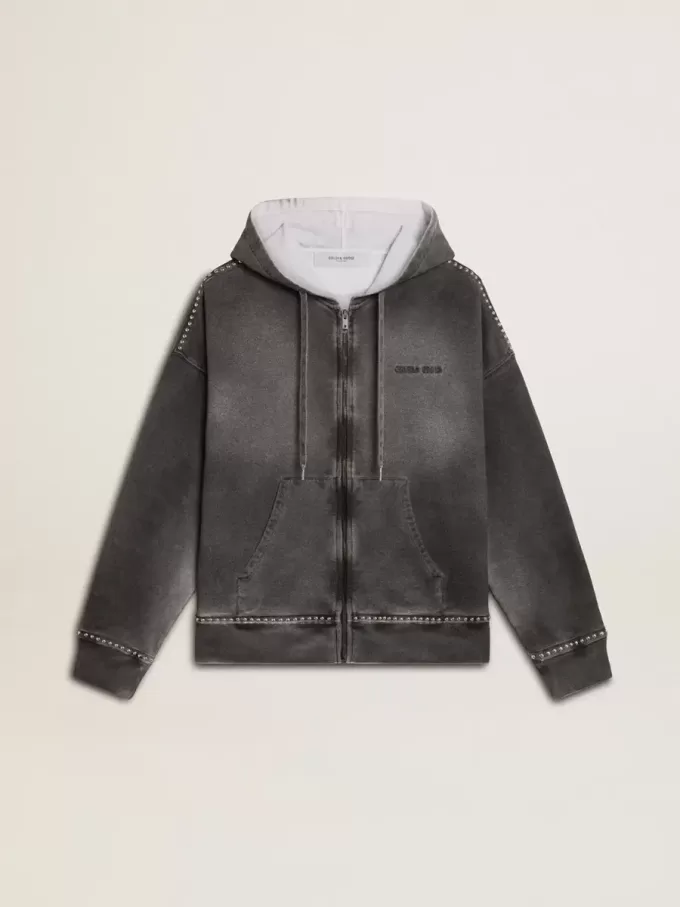 Sweatshirt in antraciet met sproeieffect en studs
