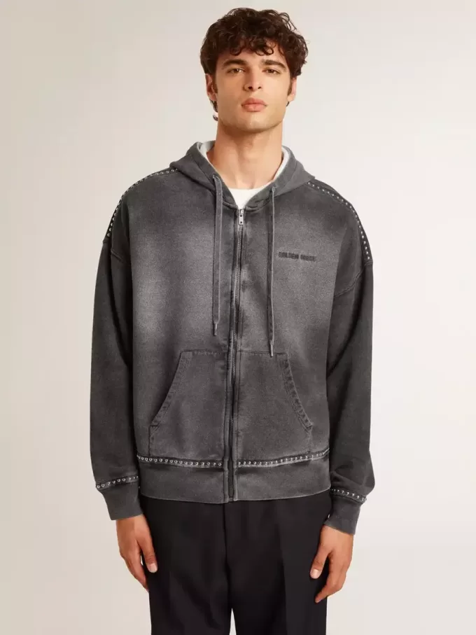 Sweatshirt in antraciet met sproeieffect en studs