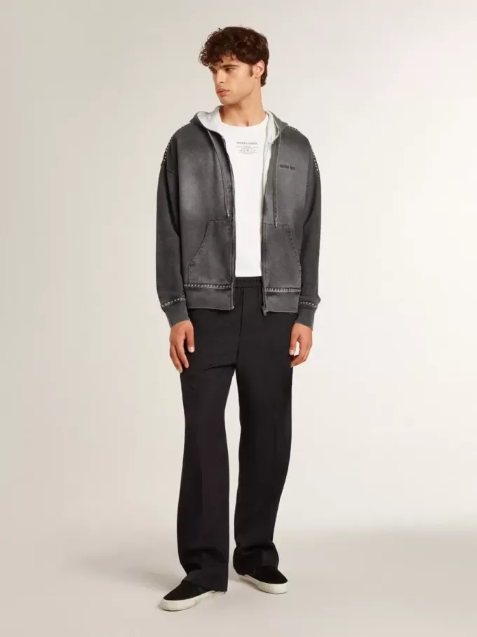 Sweatshirt in antraciet met sproeieffect en studs