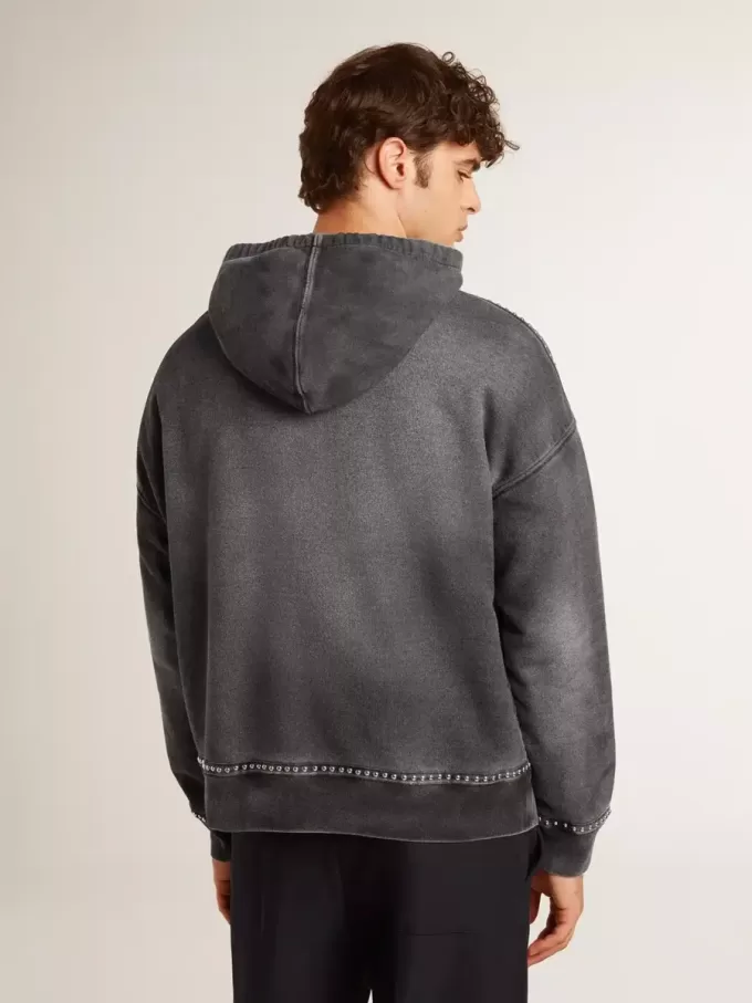 Sweatshirt in antraciet met sproeieffect en studs
