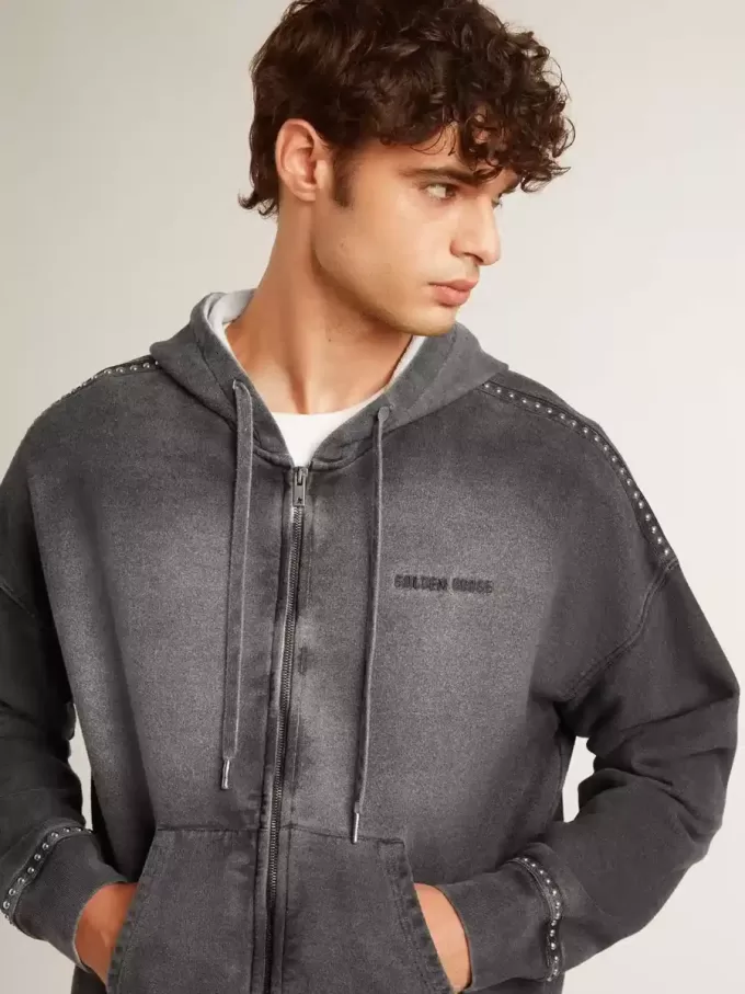 Sweatshirt in antraciet met sproeieffect en studs