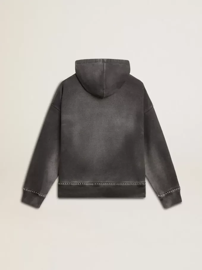 Sweatshirt in antraciet met sproeieffect en studs