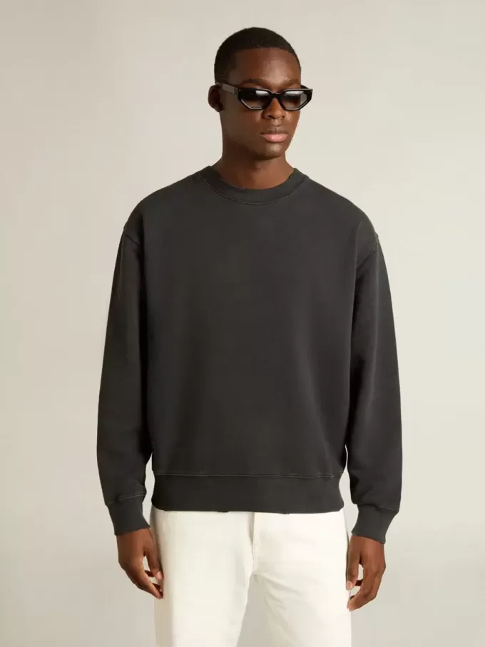 Sweatshirt in gewassen zwart met omgekeerd logo op de achterkant – Jersey Capsule