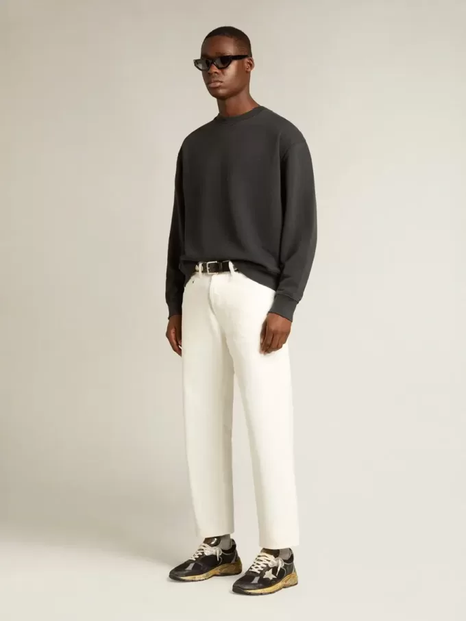 Sweatshirt in gewassen zwart met omgekeerd logo op de achterkant – Jersey Capsule