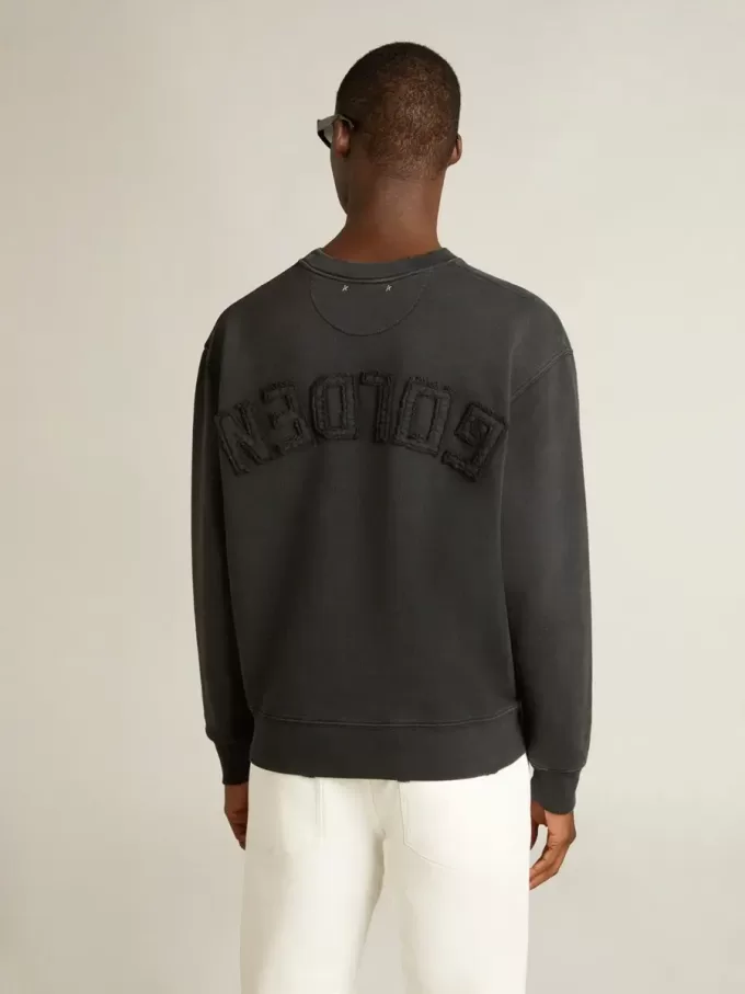 Sweatshirt in gewassen zwart met omgekeerd logo op de achterkant – Jersey Capsule