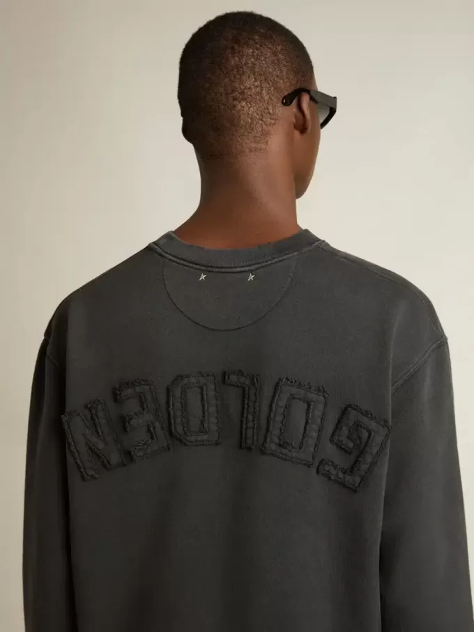 Sweatshirt in gewassen zwart met omgekeerd logo op de achterkant – Jersey Capsule