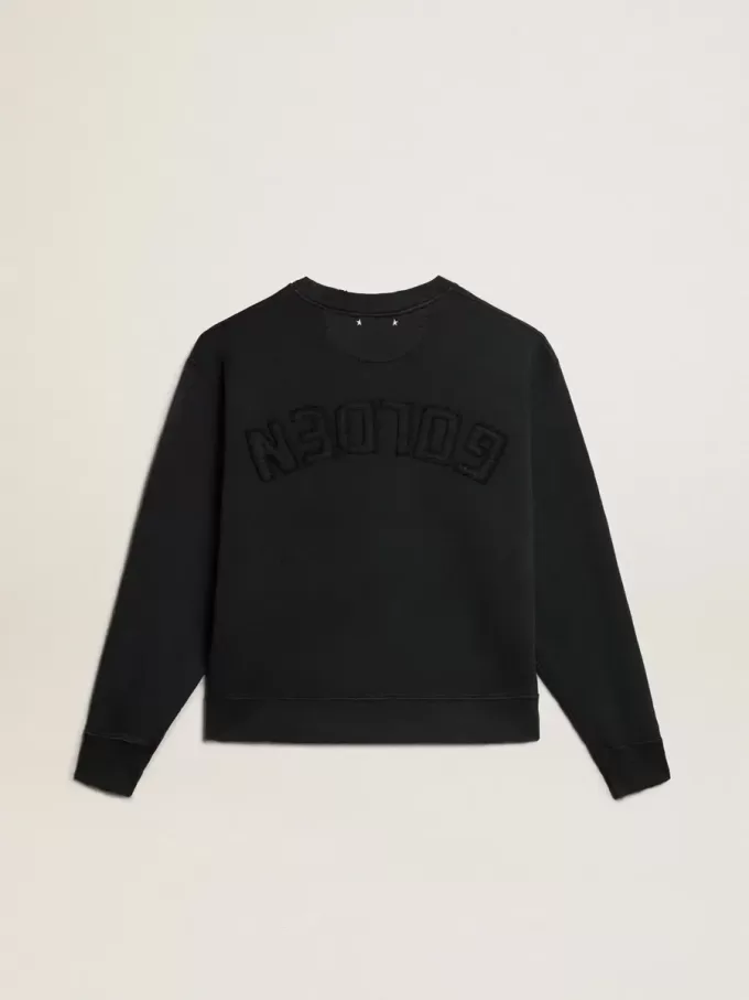 Sweatshirt in gewassen zwart met omgekeerd logo op de achterkant – Jersey Capsule