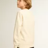 Sweatshirt in oud wit met veelkleurige gouden letters op de voorkant