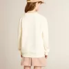 Sweatshirt in oud wit met veelkleurige gouden letters op de voorkant