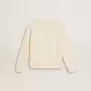 Sweatshirt in oud wit met veelkleurige gouden letters op de voorkant