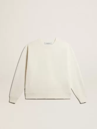 Sweatshirt in verouderd wit met omgekeerd logo op de rug – Jersey Capsule
