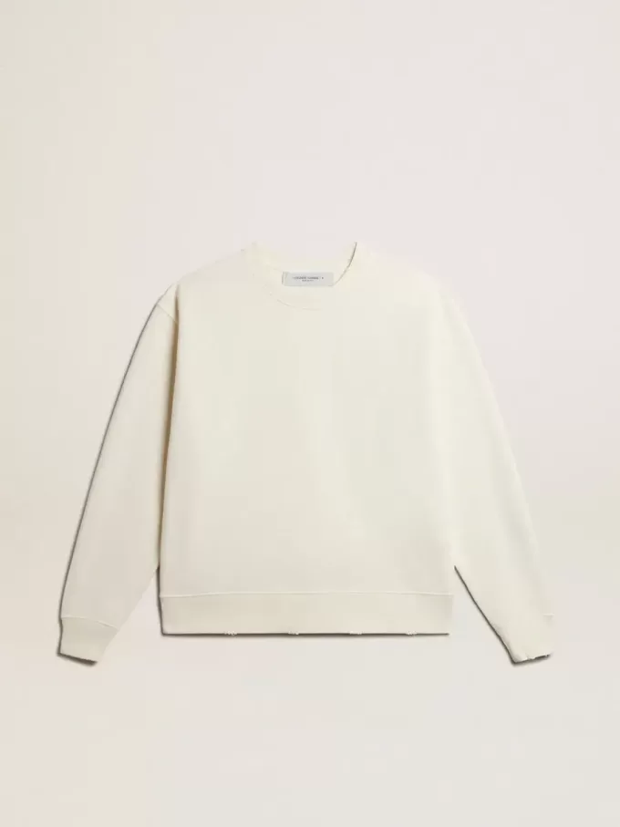 Sweatshirt in verouderd wit met omgekeerd logo op de rug – Jersey Capsule