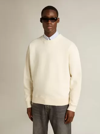 Sweatshirt in verouderd wit met omgekeerd logo op de rug – Jersey Capsule