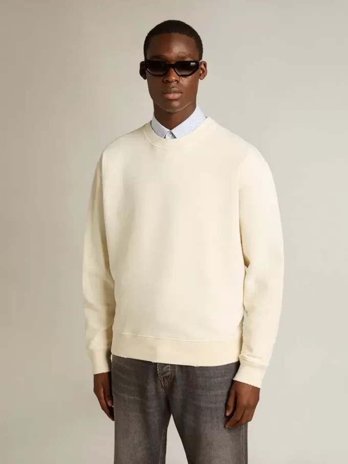 Sweatshirt in verouderd wit met omgekeerd logo op de rug – Jersey Capsule