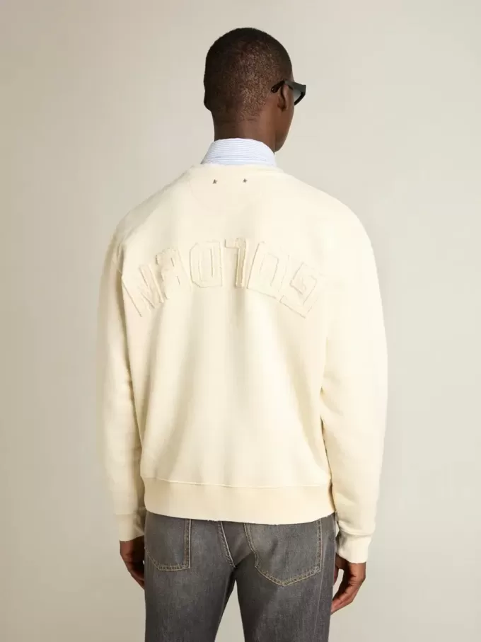 Sweatshirt in verouderd wit met omgekeerd logo op de rug – Jersey Capsule
