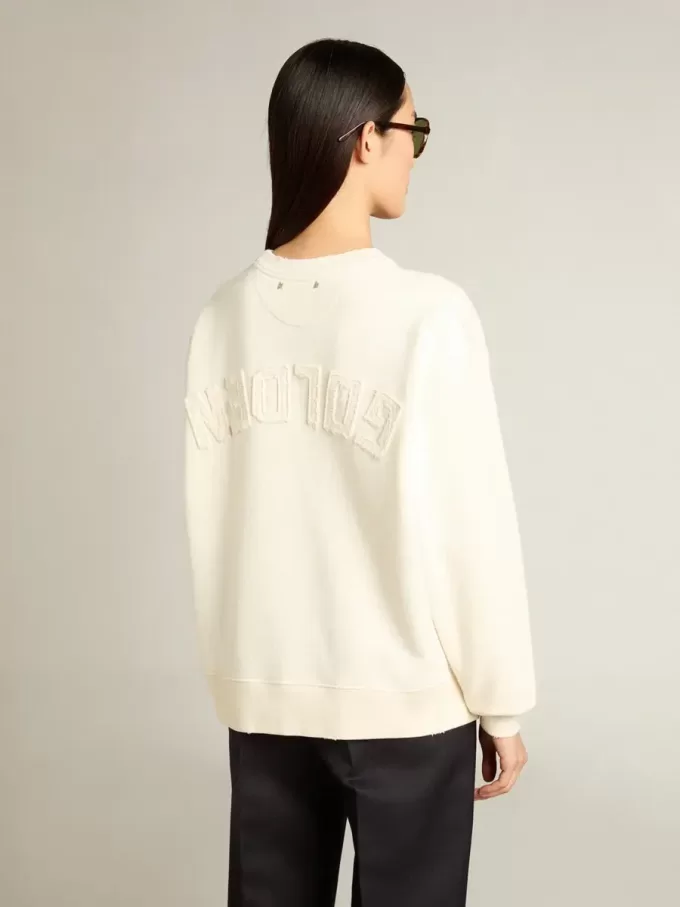 Sweatshirt in verouderd wit met omgekeerd logo op de rug – Jersey Capsule