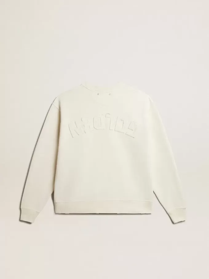 Sweatshirt in verouderd wit met omgekeerd logo op de rug – Jersey Capsule