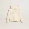 Sweatshirt met capuchon in oud wit met patches