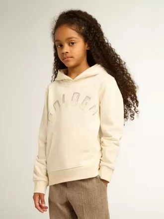 Sweatshirt met capuchon in oud wit met patches
