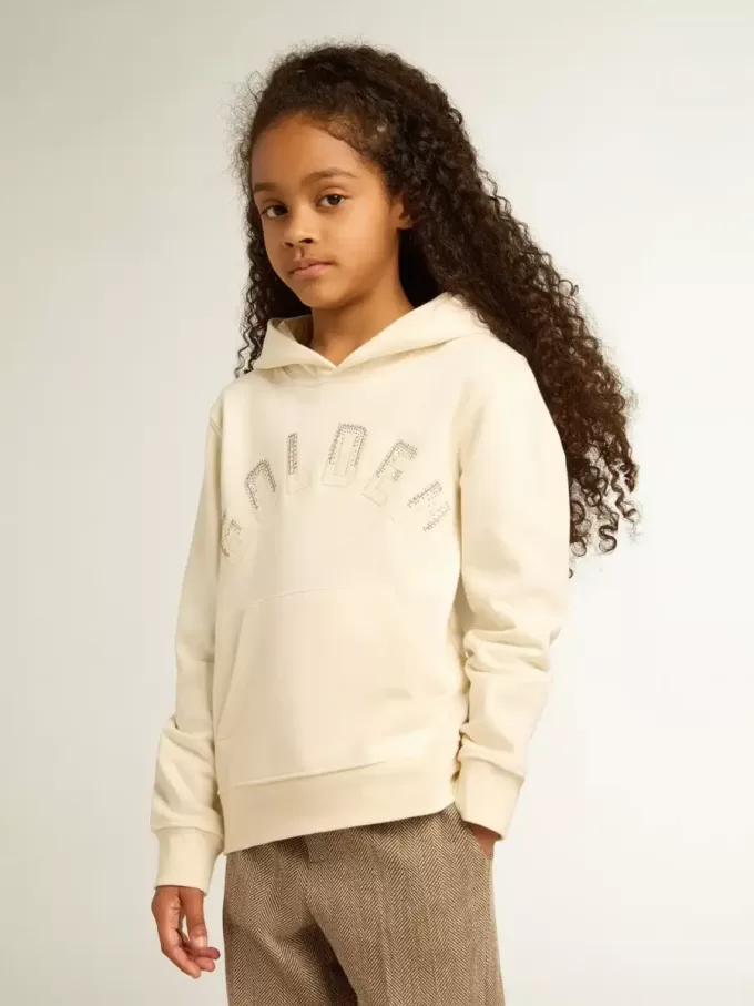 Sweatshirt met capuchon in oud wit met patches