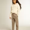 Sweatshirt met capuchon in oud wit met patches