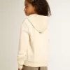 Sweatshirt met capuchon in oud wit met patches