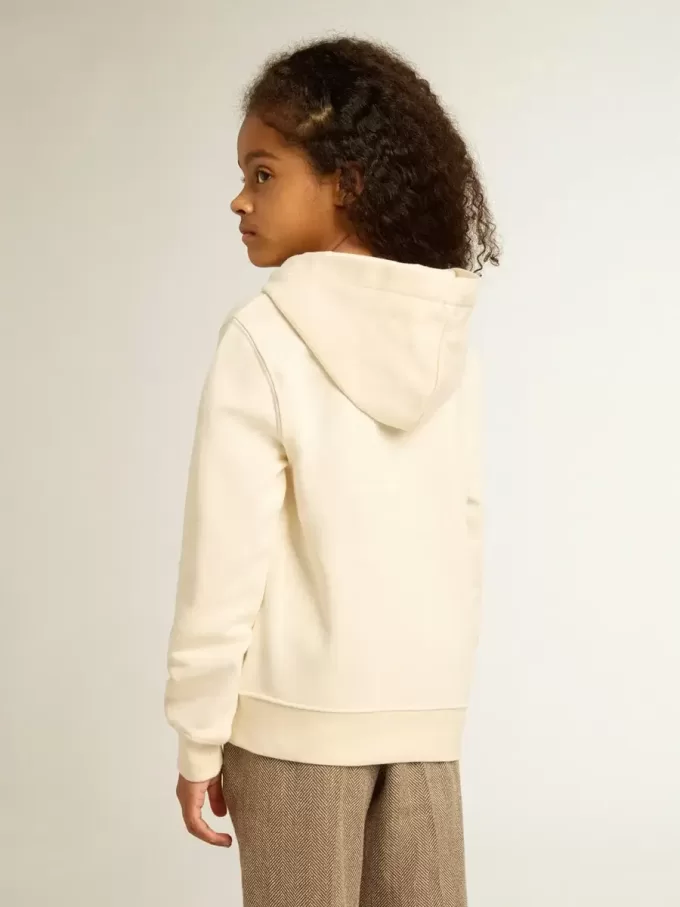 Sweatshirt met capuchon in oud wit met patches