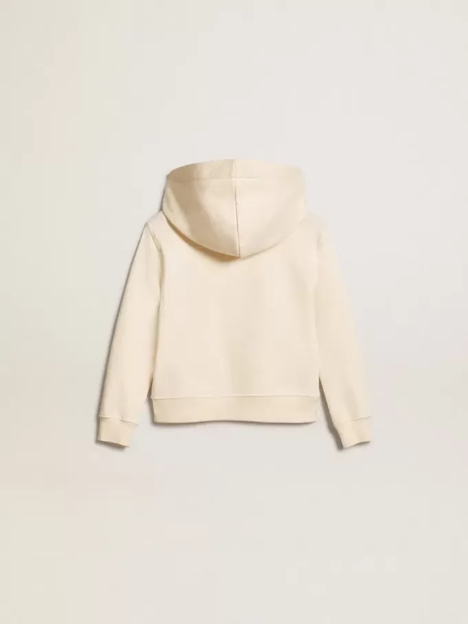 Sweatshirt met capuchon in oud wit met patches
