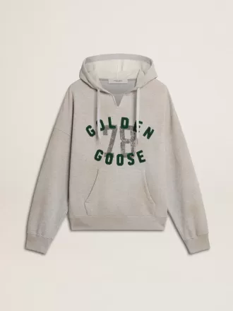 Sweatshirt met capuchon in versleten grijs met geborduurd vintage logo