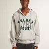 Sweatshirt met capuchon in versleten grijs met geborduurd vintage logo