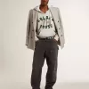 Sweatshirt met capuchon in versleten grijs met geborduurd vintage logo