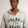 Sweatshirt met capuchon in versleten grijs met geborduurd vintage logo