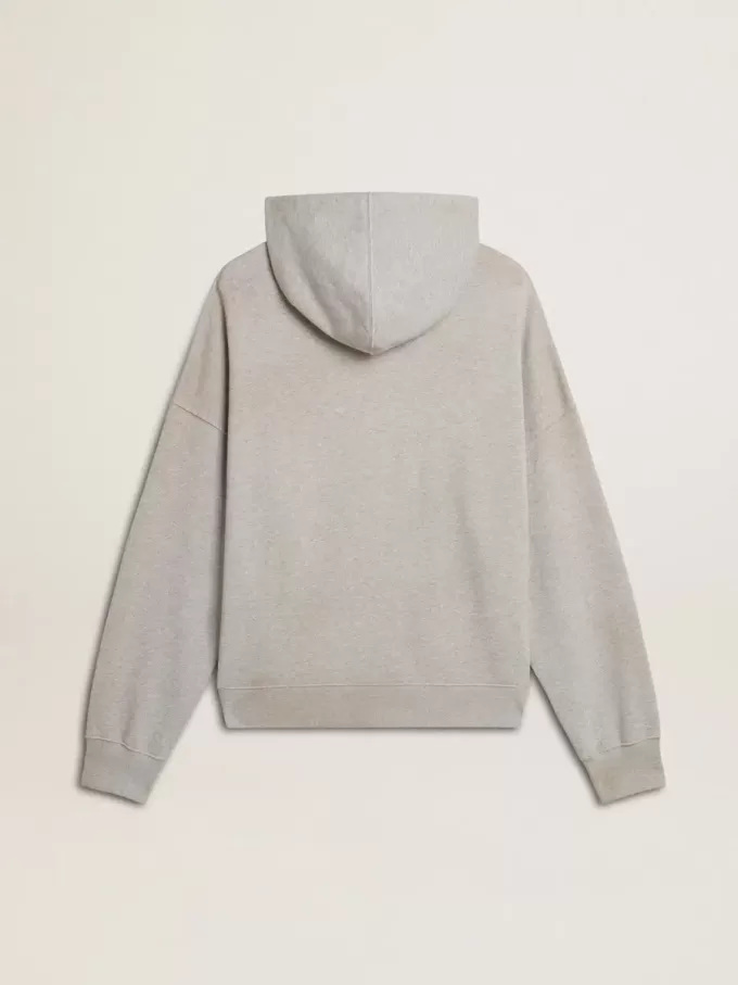 Sweatshirt met capuchon in versleten grijs met geborduurd vintage logo